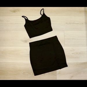 Black Spaghetti Strap Two Piece